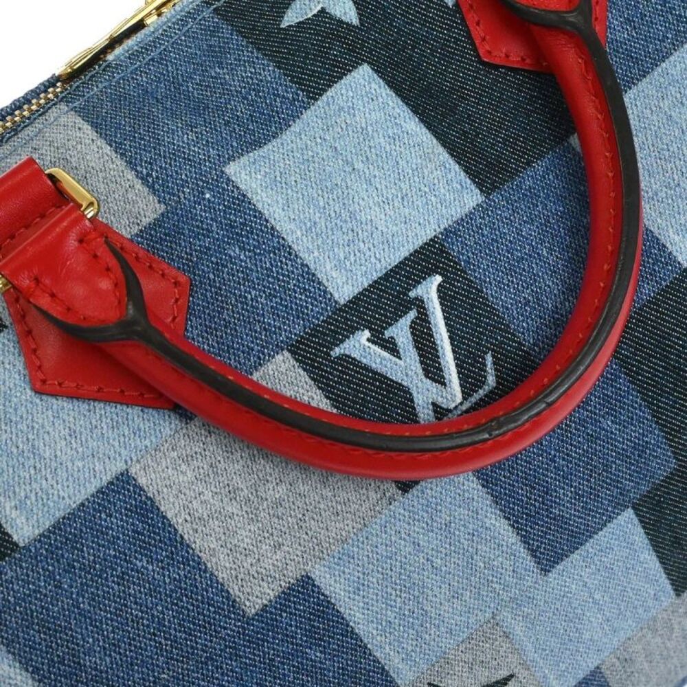 Louis Vuitton Speedy Bandouliere Damier And Monogram Patchwork Denim Blue - Picture 7 of 10
